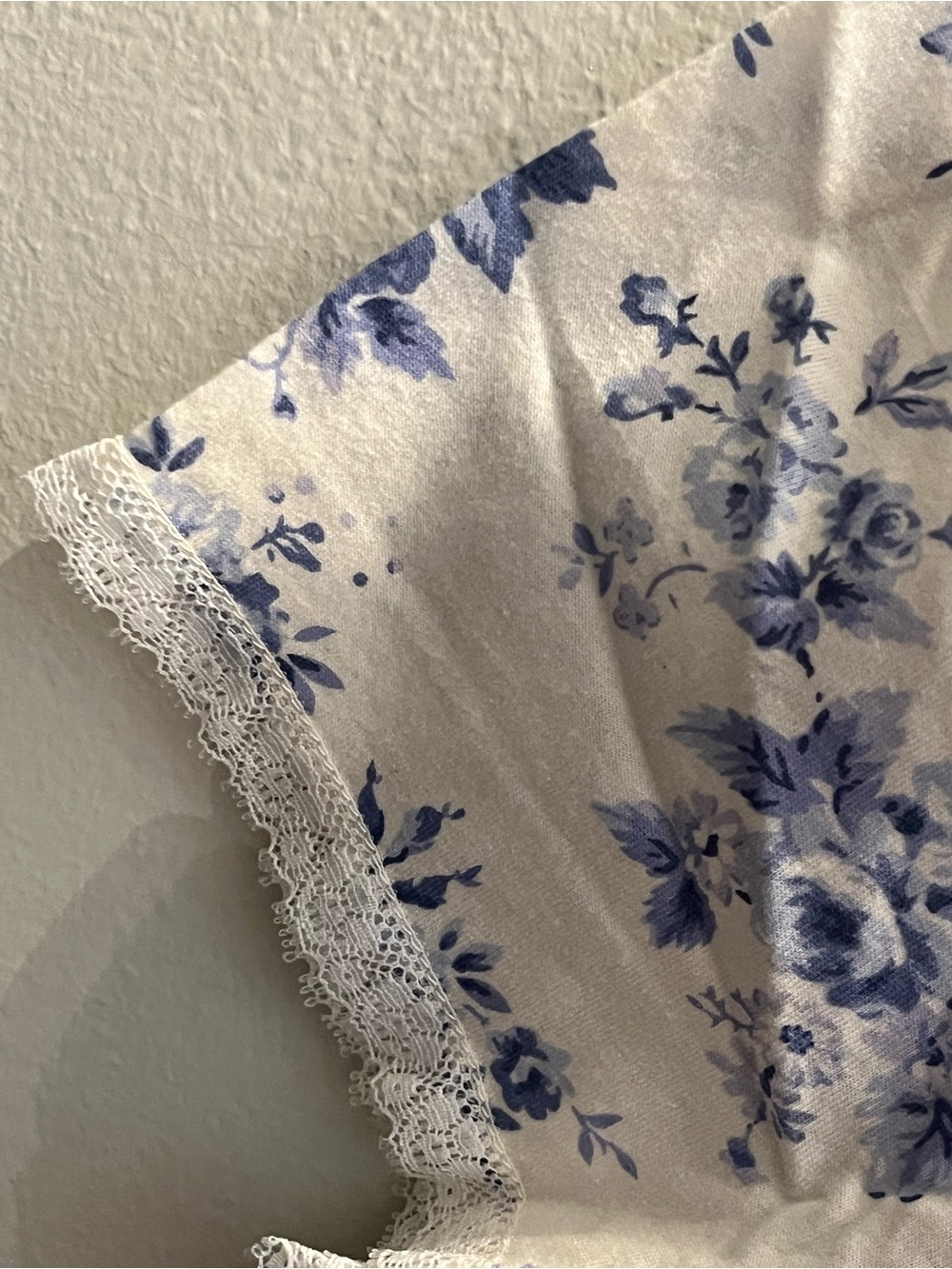 Women's Blue Floral Nightgown - Classic Comfort cotton short sleeve - Picture 10 of 11